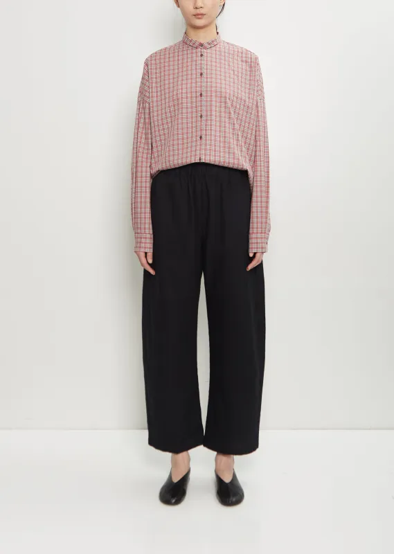 Linen Wool Wide Pull On Pant — Black sold by La Garconne