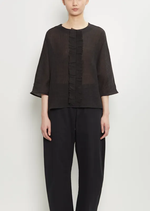 Linen Wool Ruffle Top sold by La Garconne