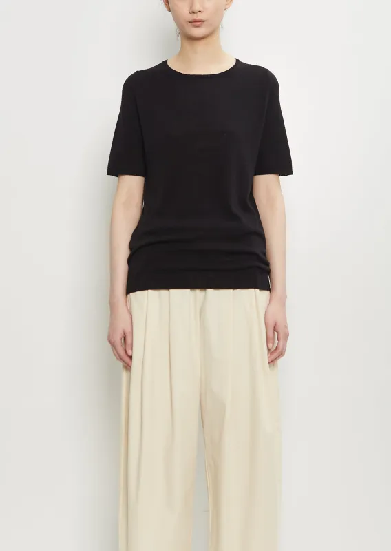 Silk Knit Tee — Black sold by La Garconne