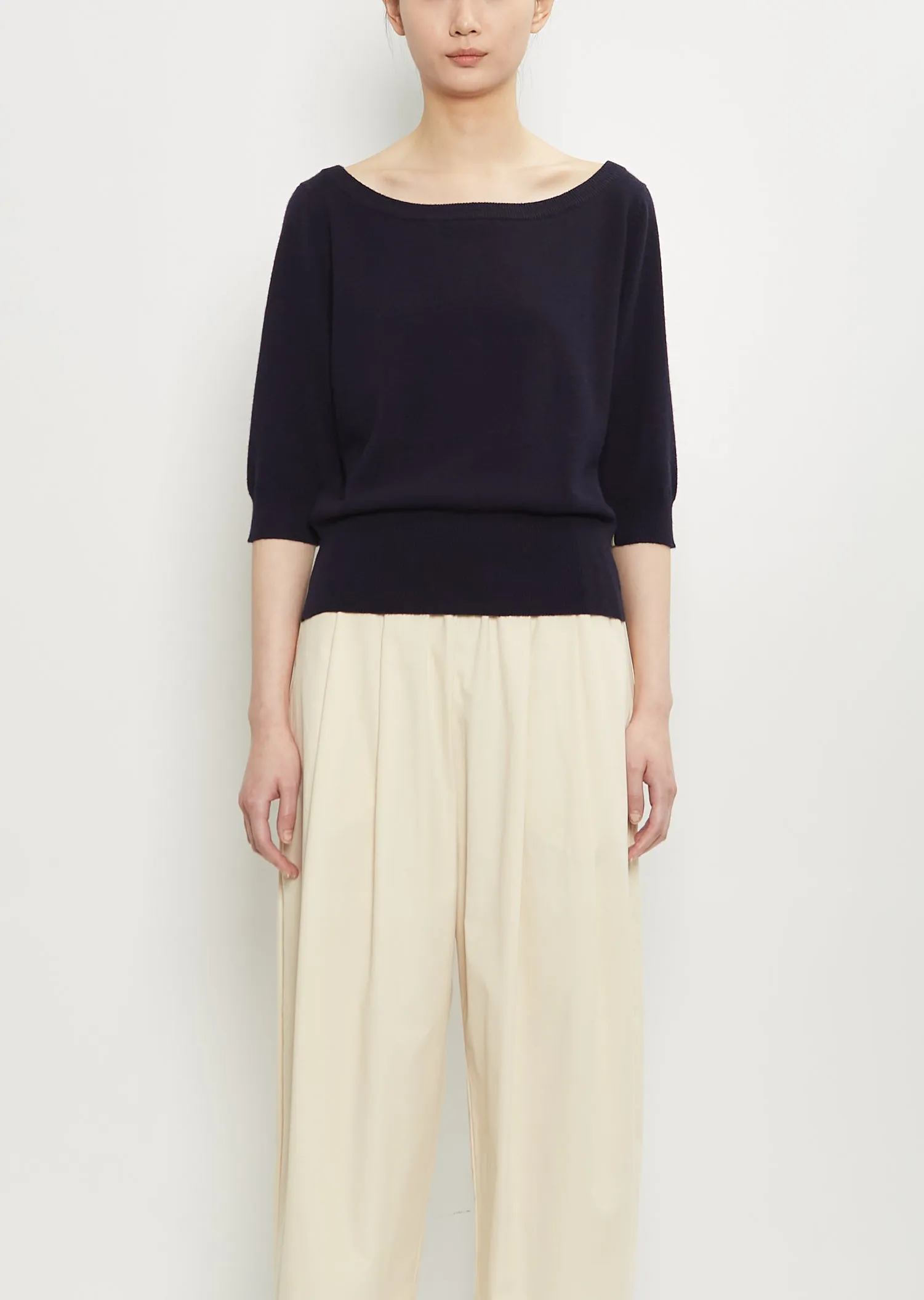 n°422 Marianne Cashmere Sweater — Navy sold by La Garconne