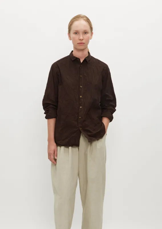 Crinkle Finish Fitted Shirt — Brown sold by La Garconne