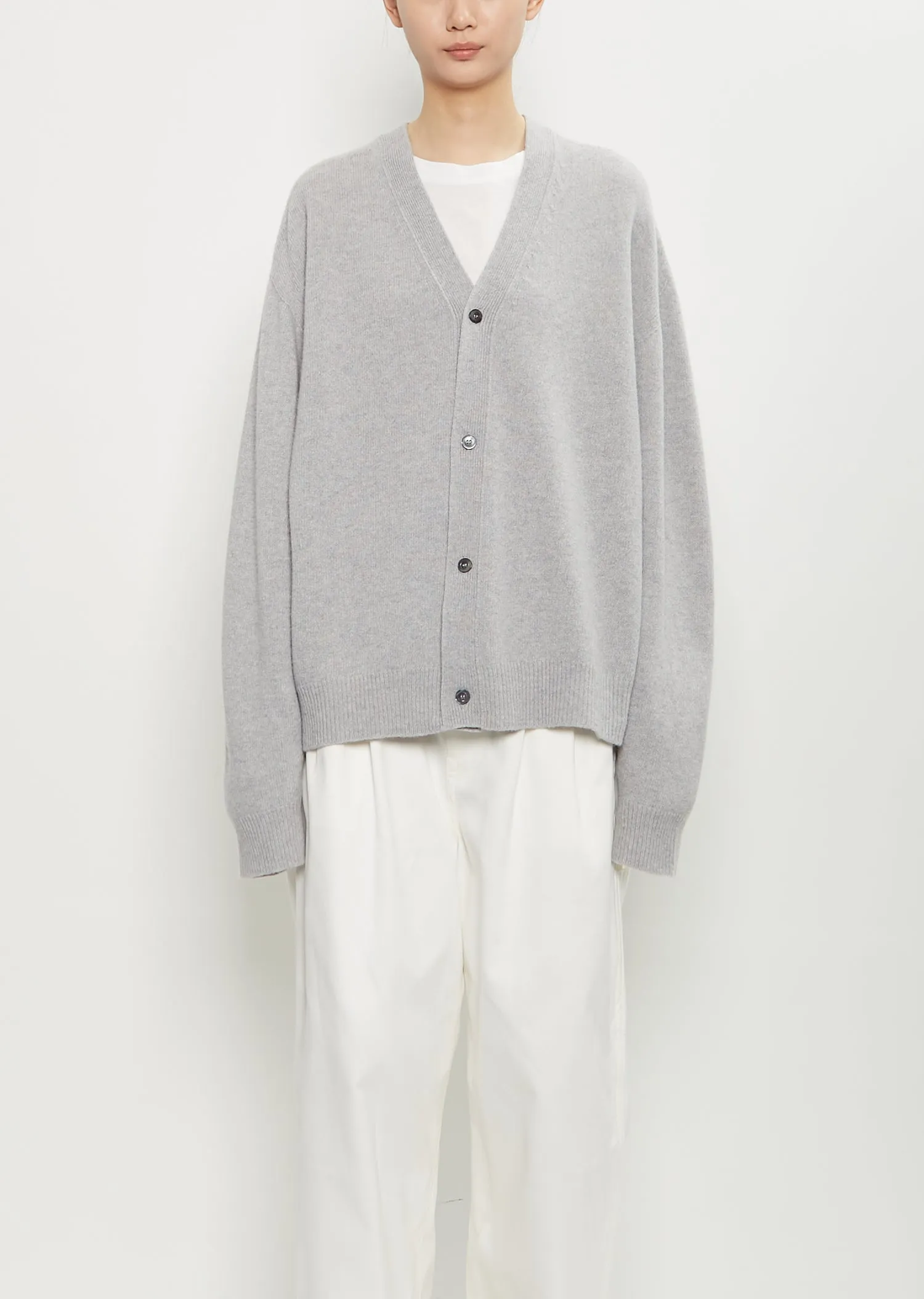 Mabuse Cardigan — Light Grey Melange sold by La Garconne