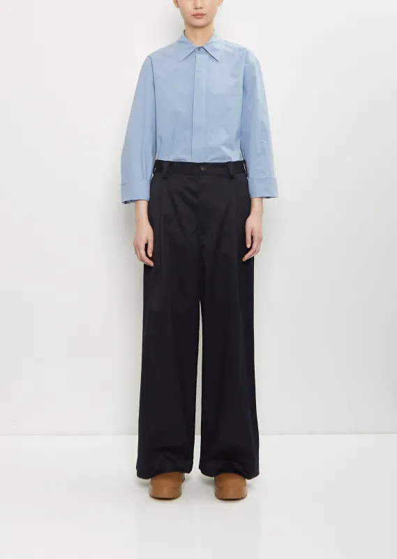 Pasadena Cotton Darted Pants — Midnight sold by La Garconne