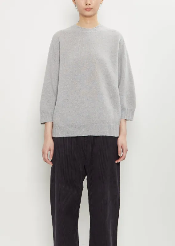 Mouse Wool Crewneck — Light Grey Melange sold by La Garconne
