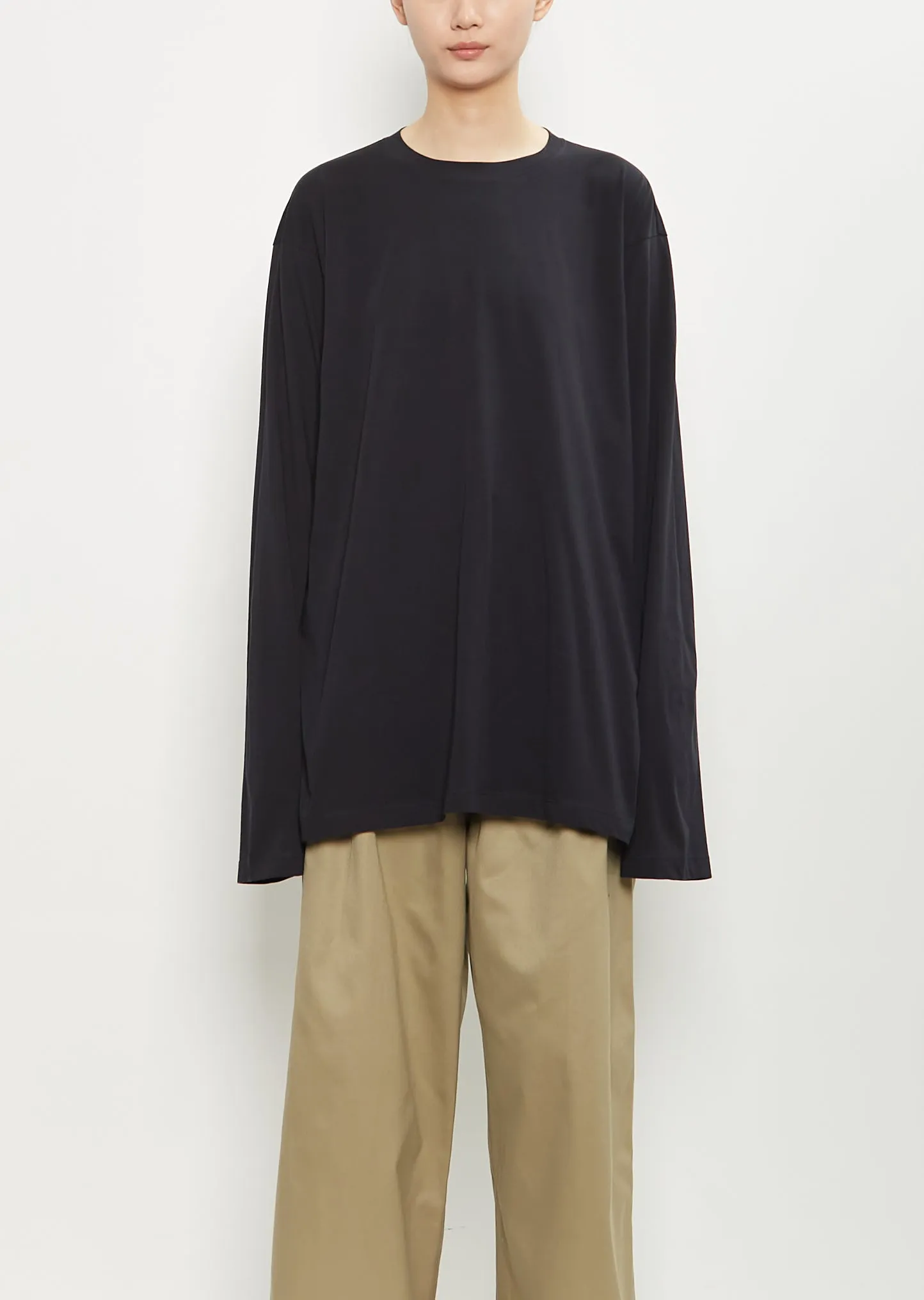 Toledo Cotton Long Sleeve T-Shirt — Black sold by La Garconne