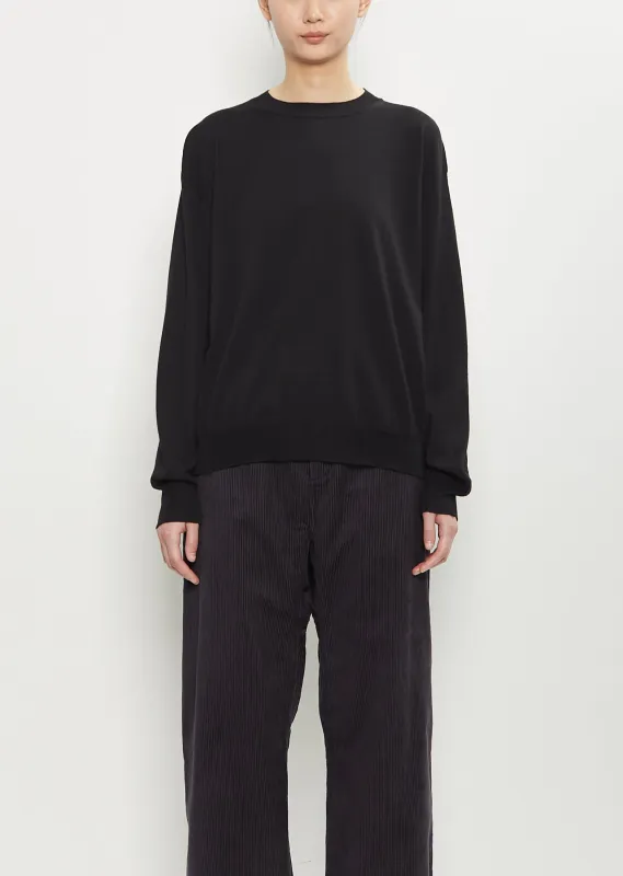 Muscat Wool Crewneck Pullover — Black sold by La Garconne
