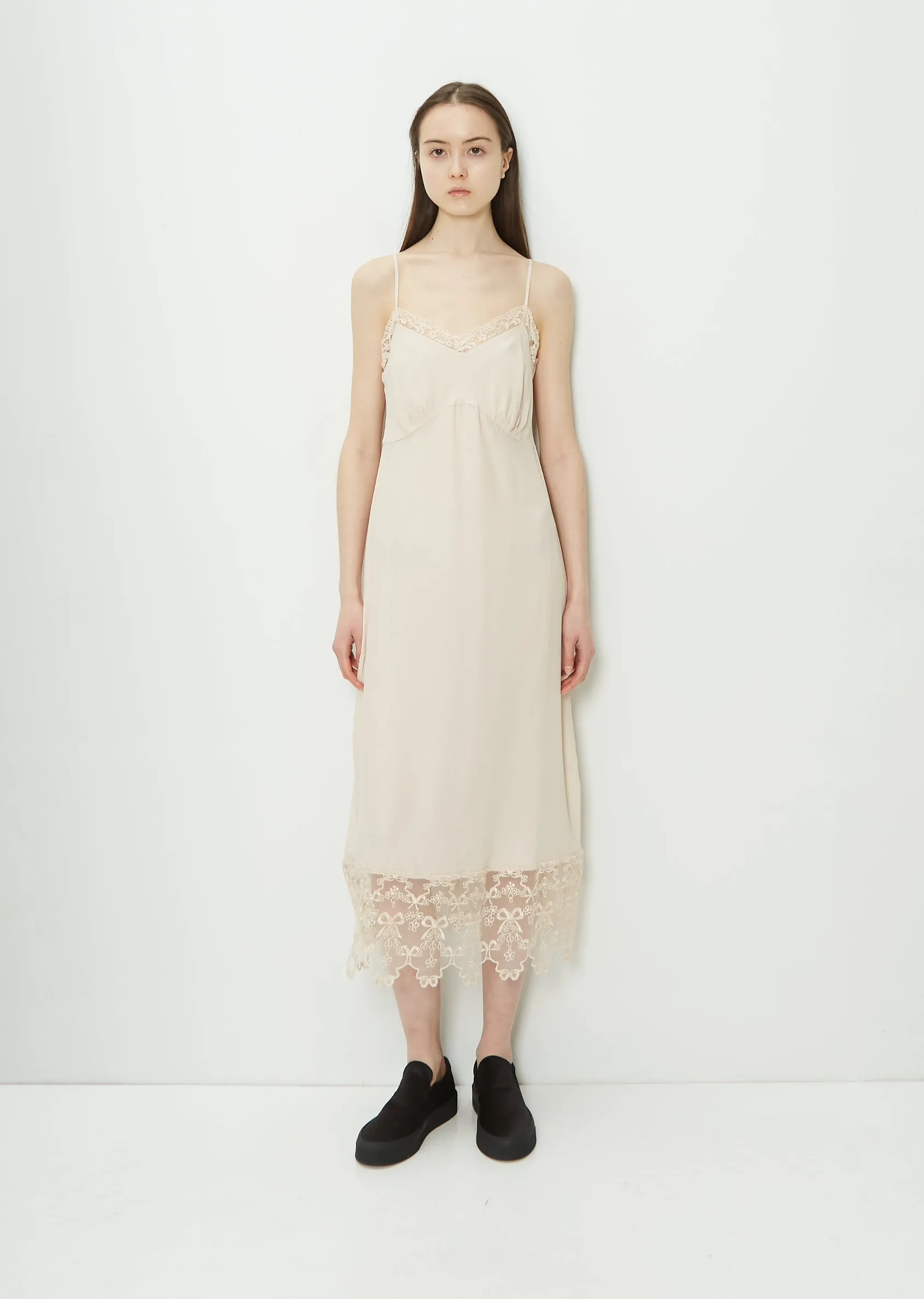 Lace Trim Slip Dress — Nude sold by La Garconne product image thumbnail 4