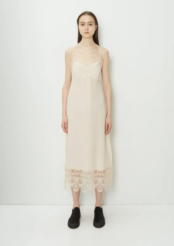Lace Trim Slip Dress — Nude sold by La Garconne