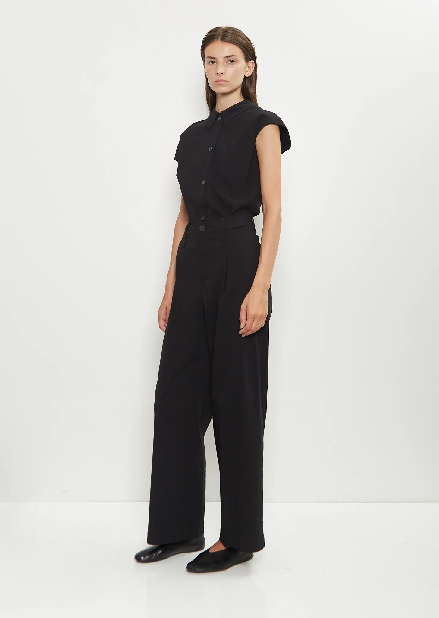 Washi Paper Wide Leg Pants — Black sold by La Garconne product image thumbnail 4