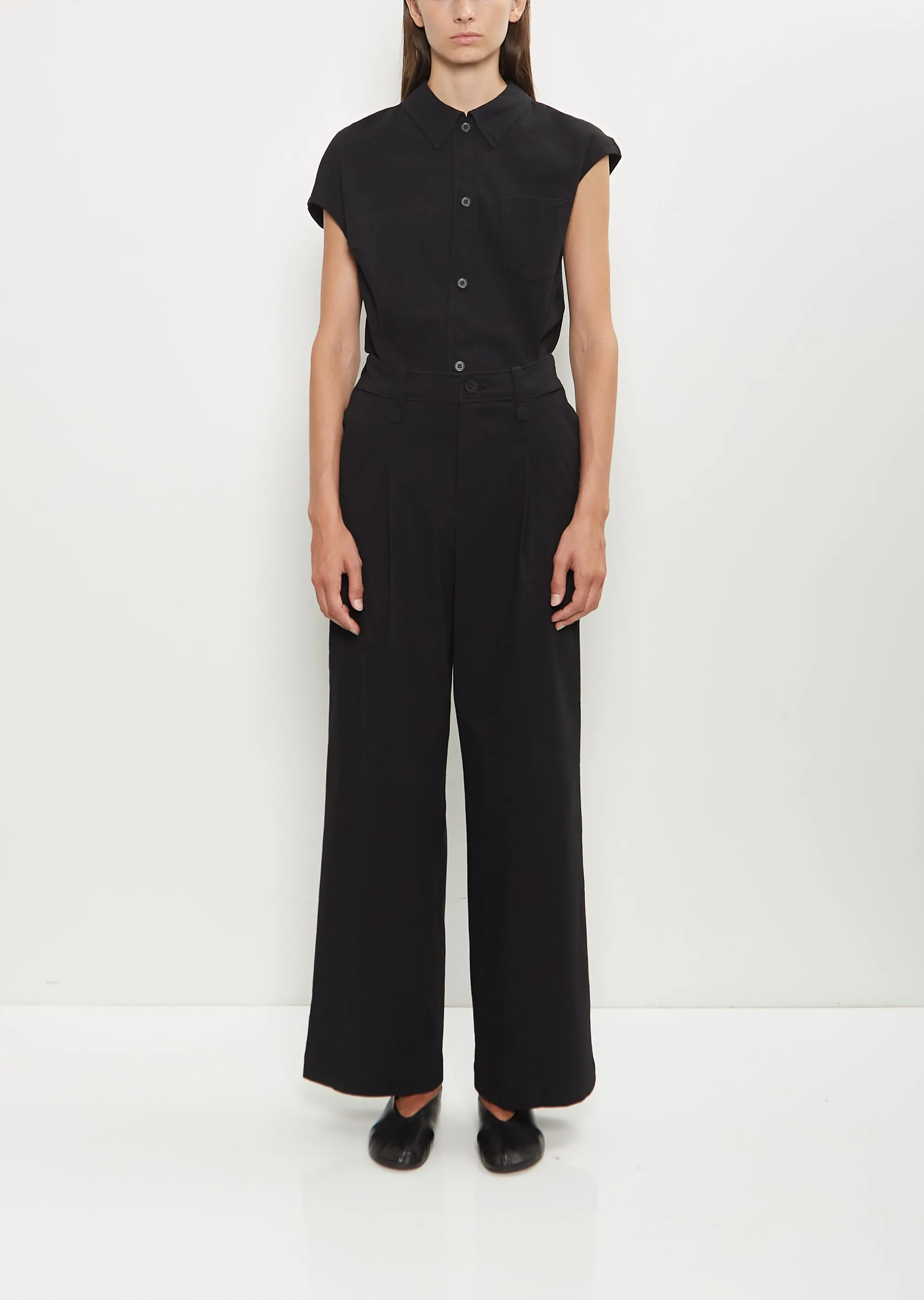 Washi Paper Wide Leg Pants — Black sold by La Garconne