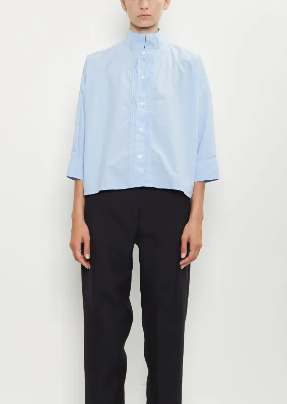 Claudia Cotton Shirt — Powder Blue sold by La Garconne