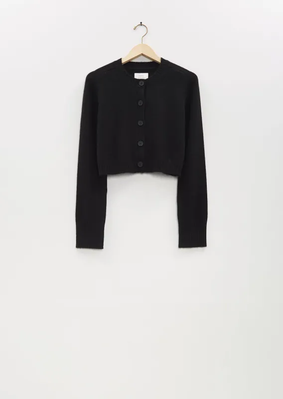 Zephir Cashmere Cropped Cardigan — Black sold by La Garconne