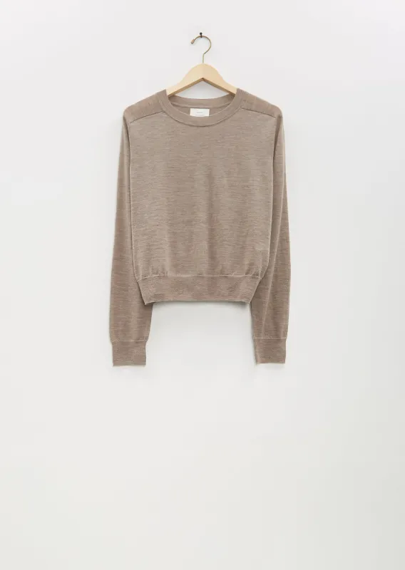 Angus Lightweight Cashmere Sweater — Taupe Melange sold by La Garconne