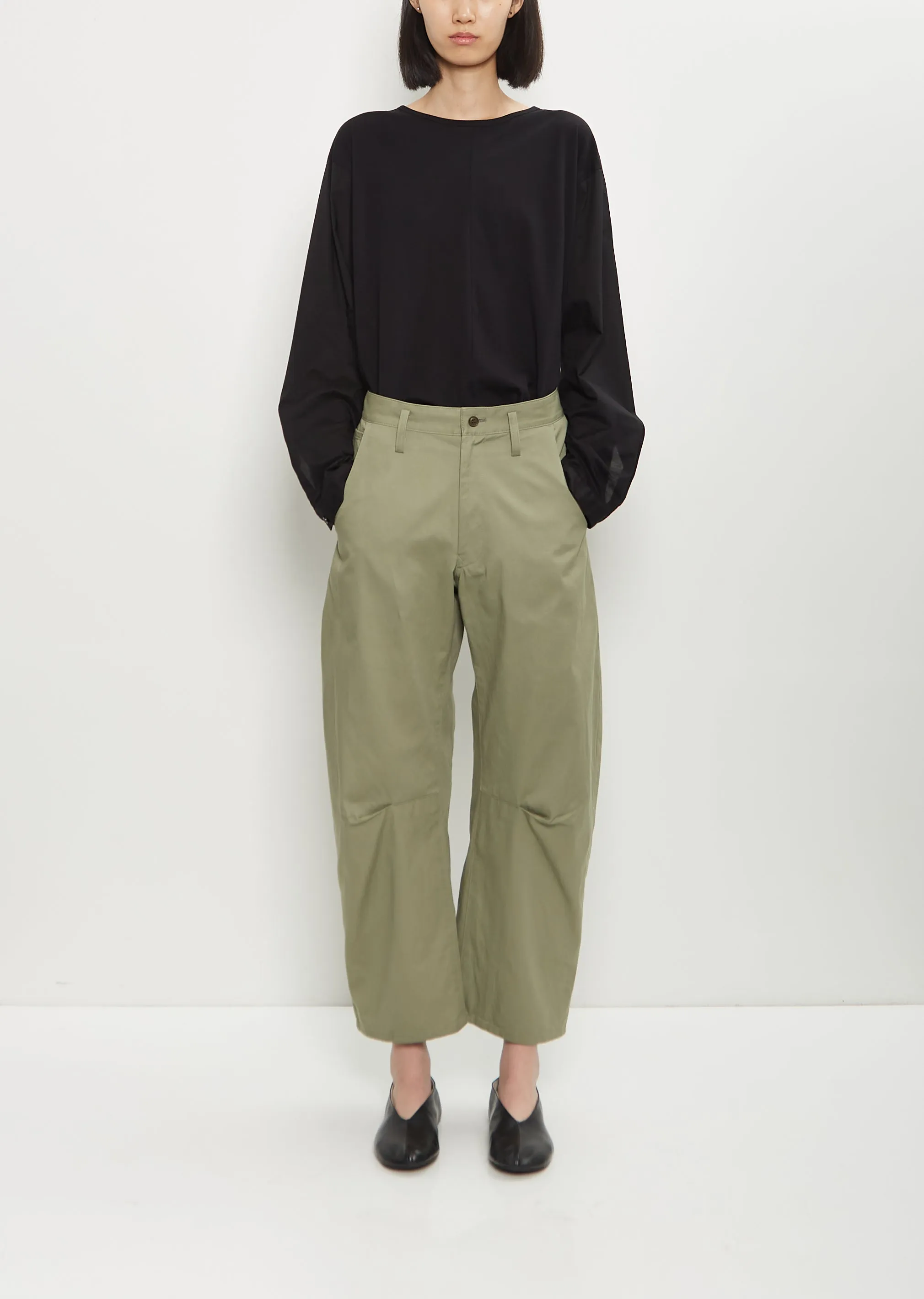 Cotton Gusset Pants — Khaki sold by La Garconne