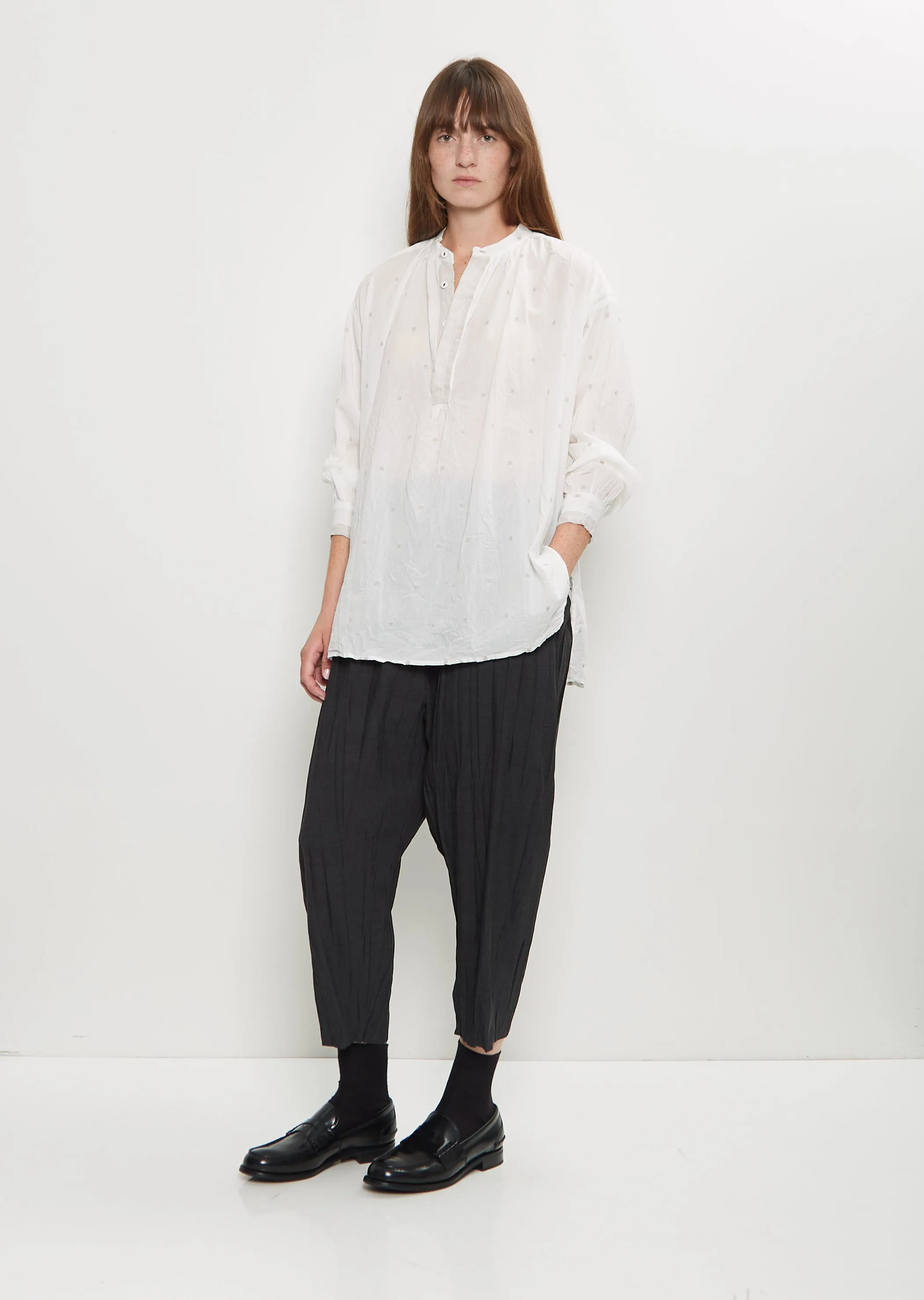 Cotton Cut Dobby Gathered Blouse sold by La Garconne product image thumbnail 4