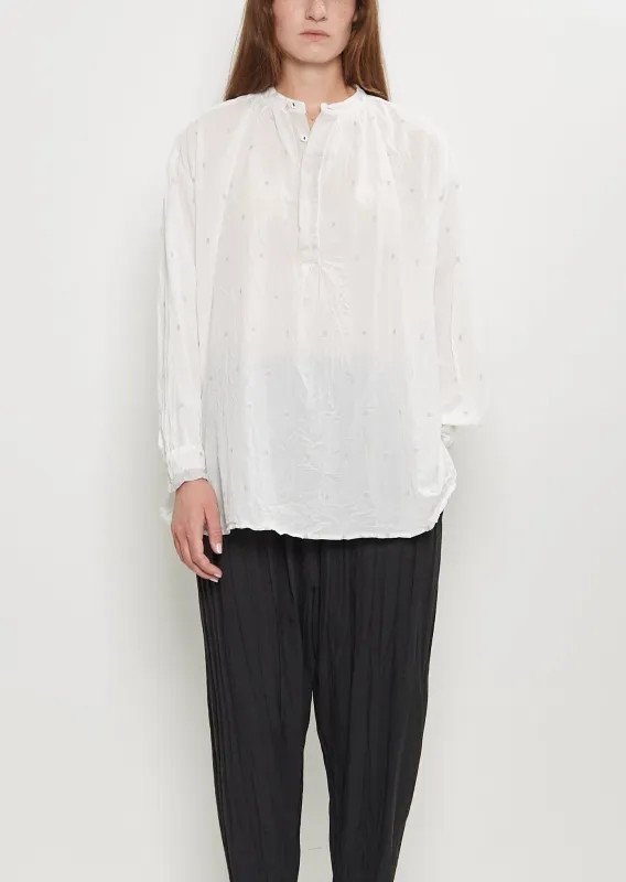 Cotton Cut Dobby Gathered Blouse made by Pas de Calais