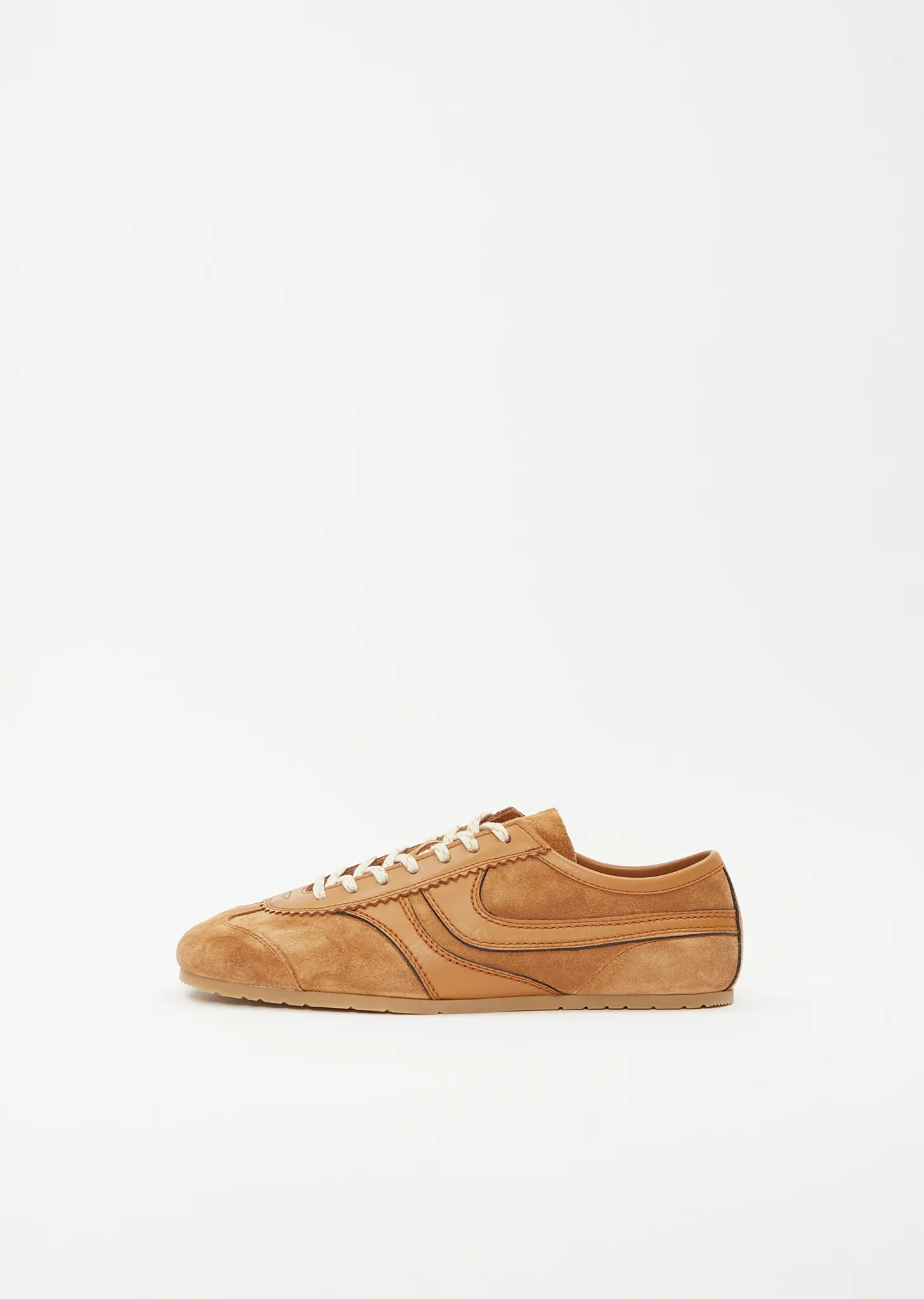 Suede Leather Trainer — Tan sold by La Garconne