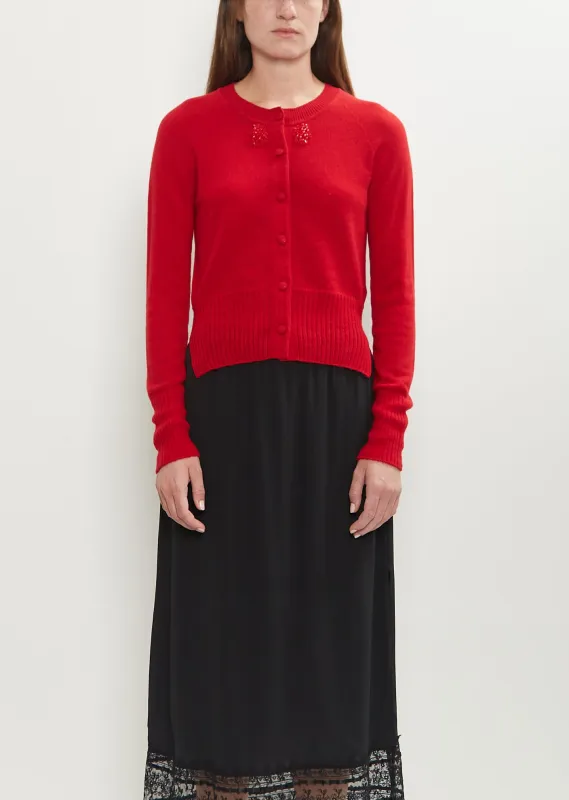 Embellished Cashmere Relaxed Cardigan sold by La Garconne