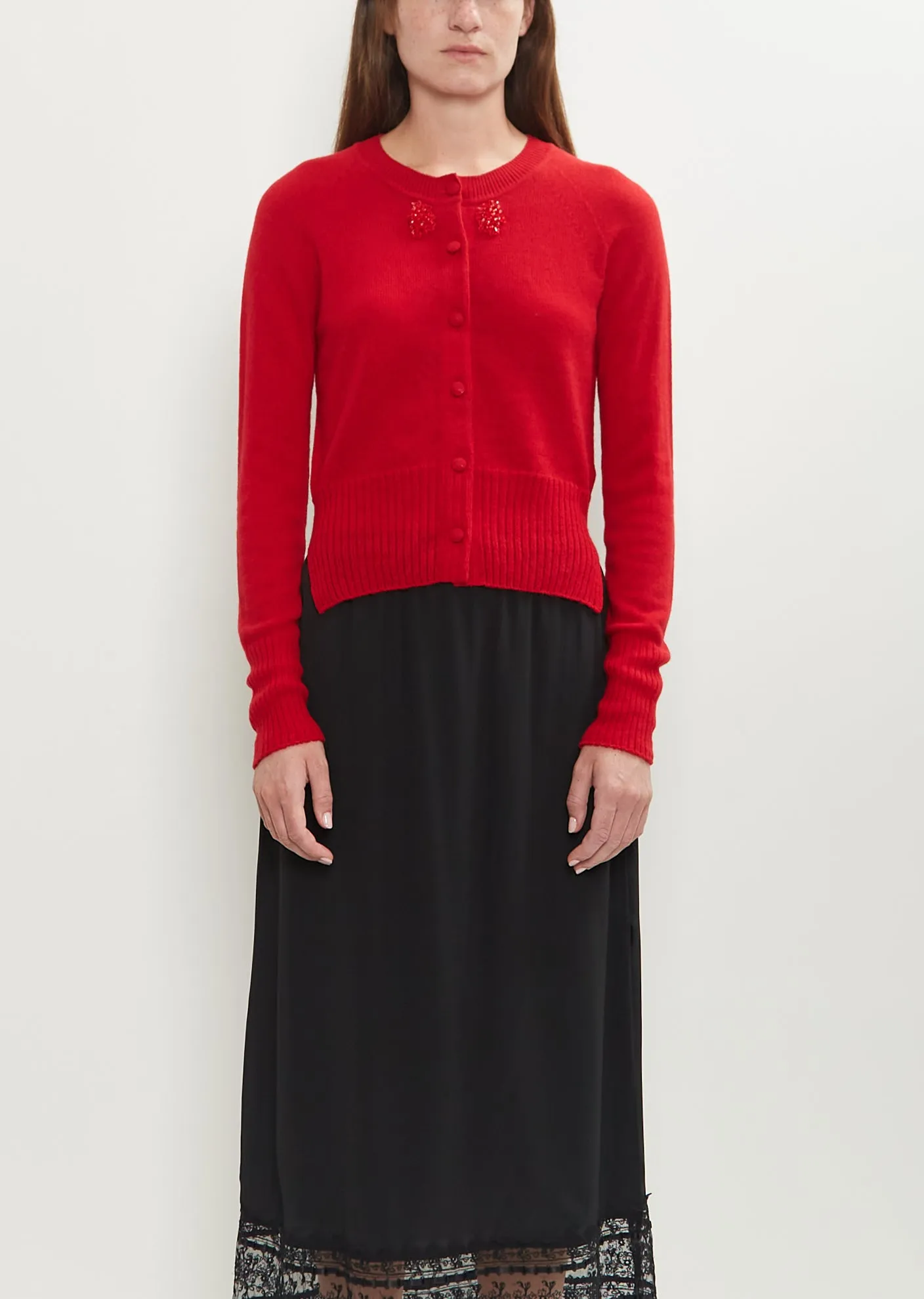 Embellished Cashmere Relaxed Cardigan sold by La Garconne