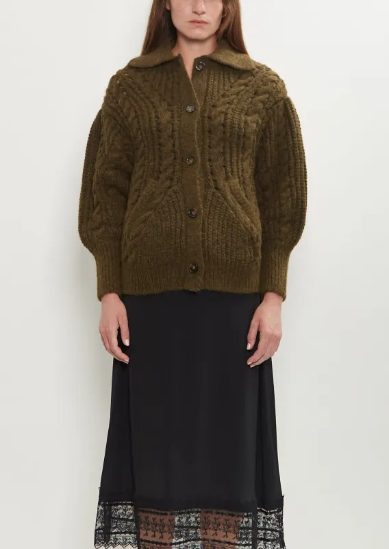 Sculpted Chunky Knit Cardigan sold by La Garconne