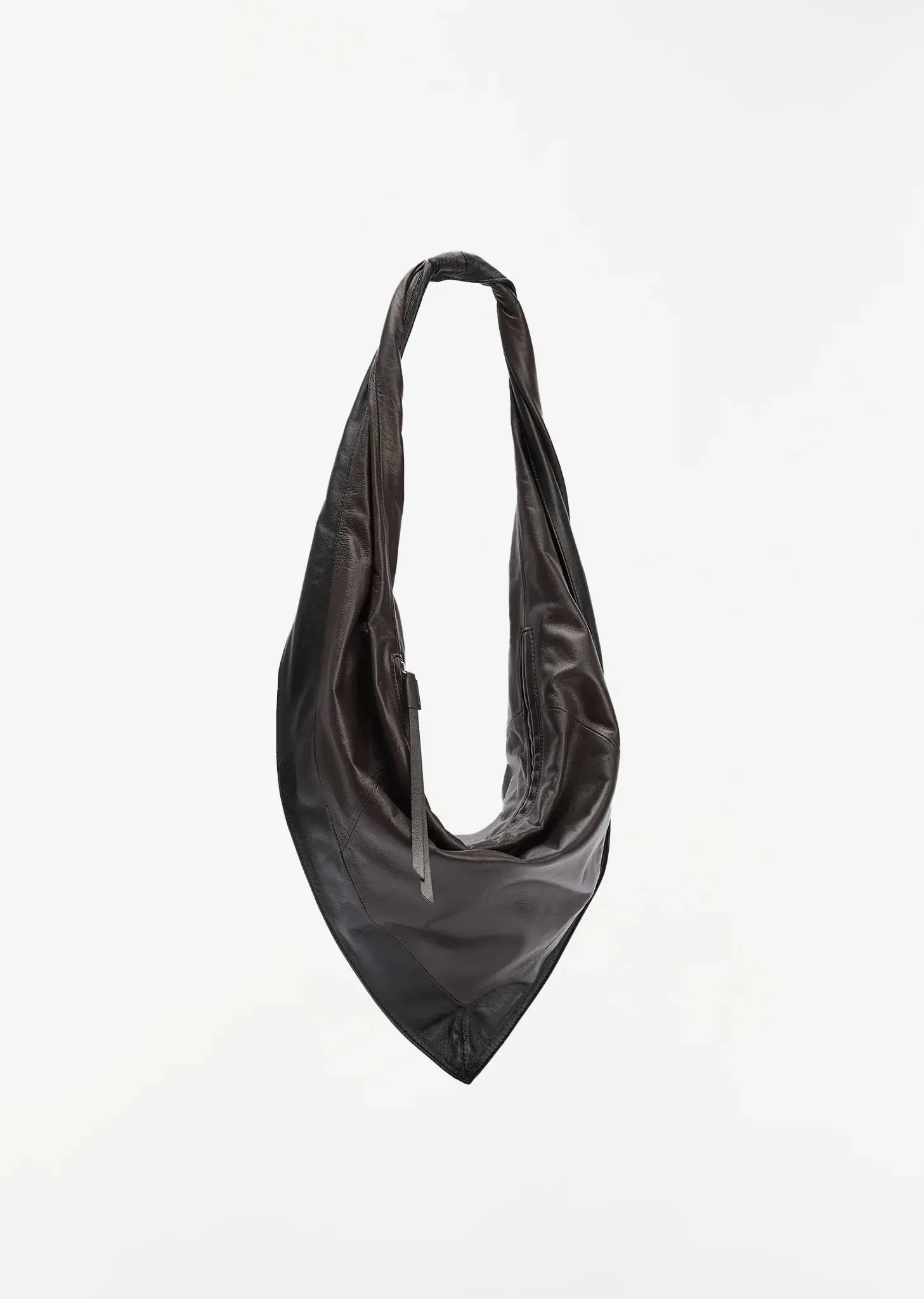 Scarf Leather Bag, Small — Black / Dark Chocolate sold by La Garconne