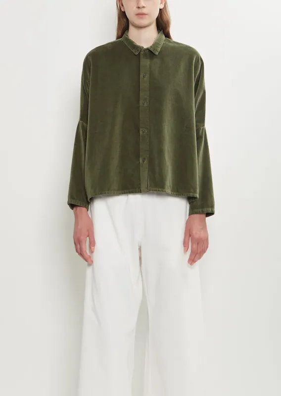 Tina Cotton Velvet Shirt — Forest sold by La Garconne