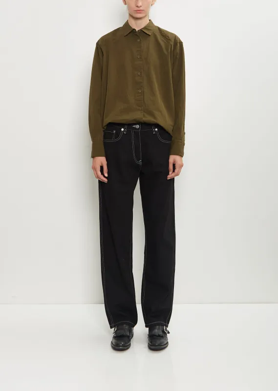 Paulo Cotton Denim Pant — Black sold by La Garconne