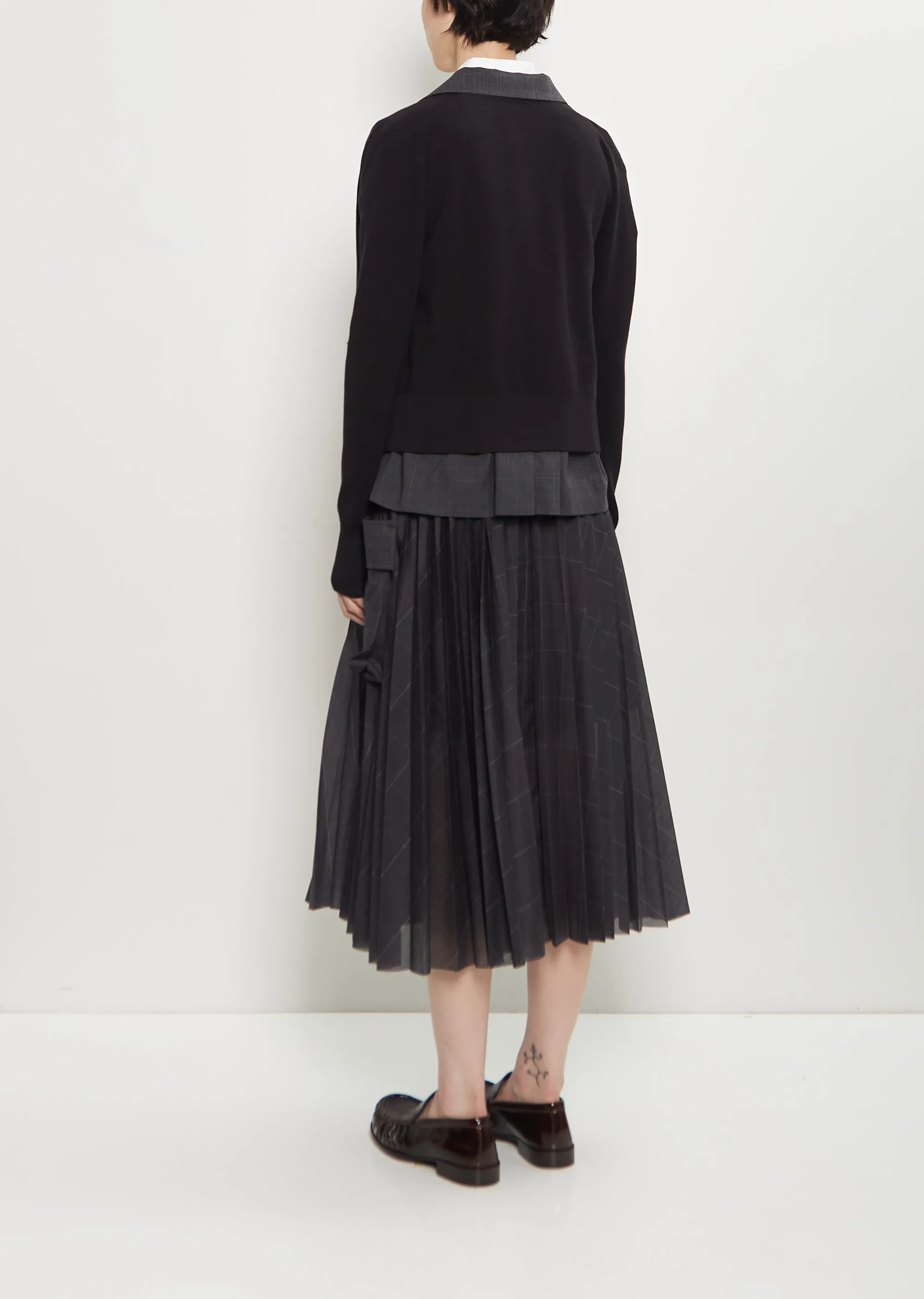 Wool Glen Check Twil x Knit Cardigan sold by La Garconne product image thumbnail 3