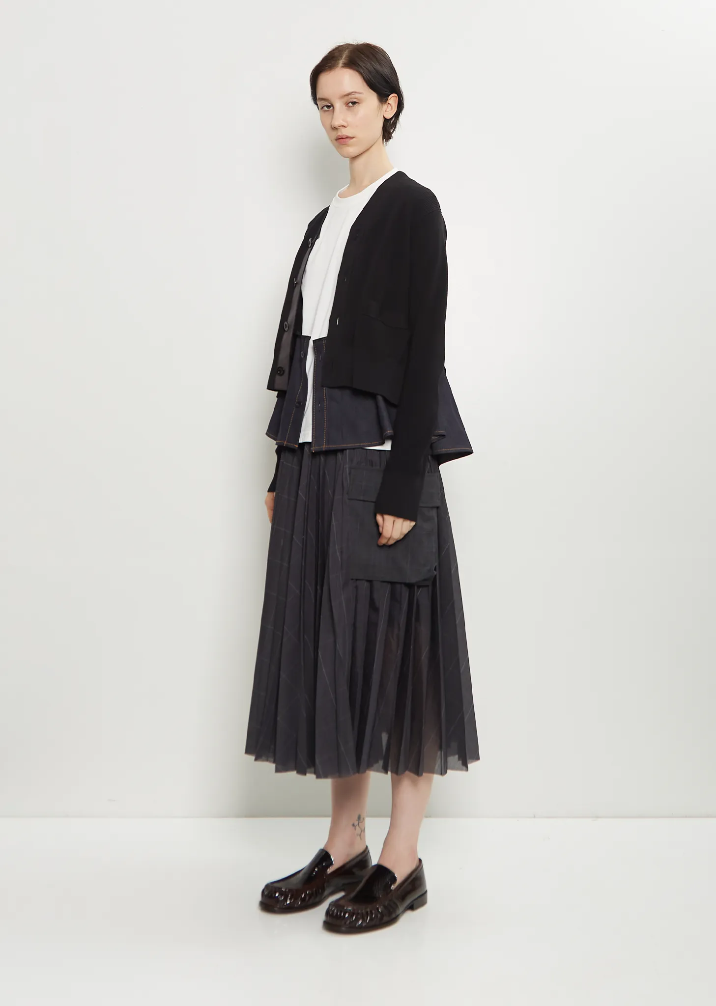 Denim x Knit Cardigan sold by La Garconne product image thumbnail 4