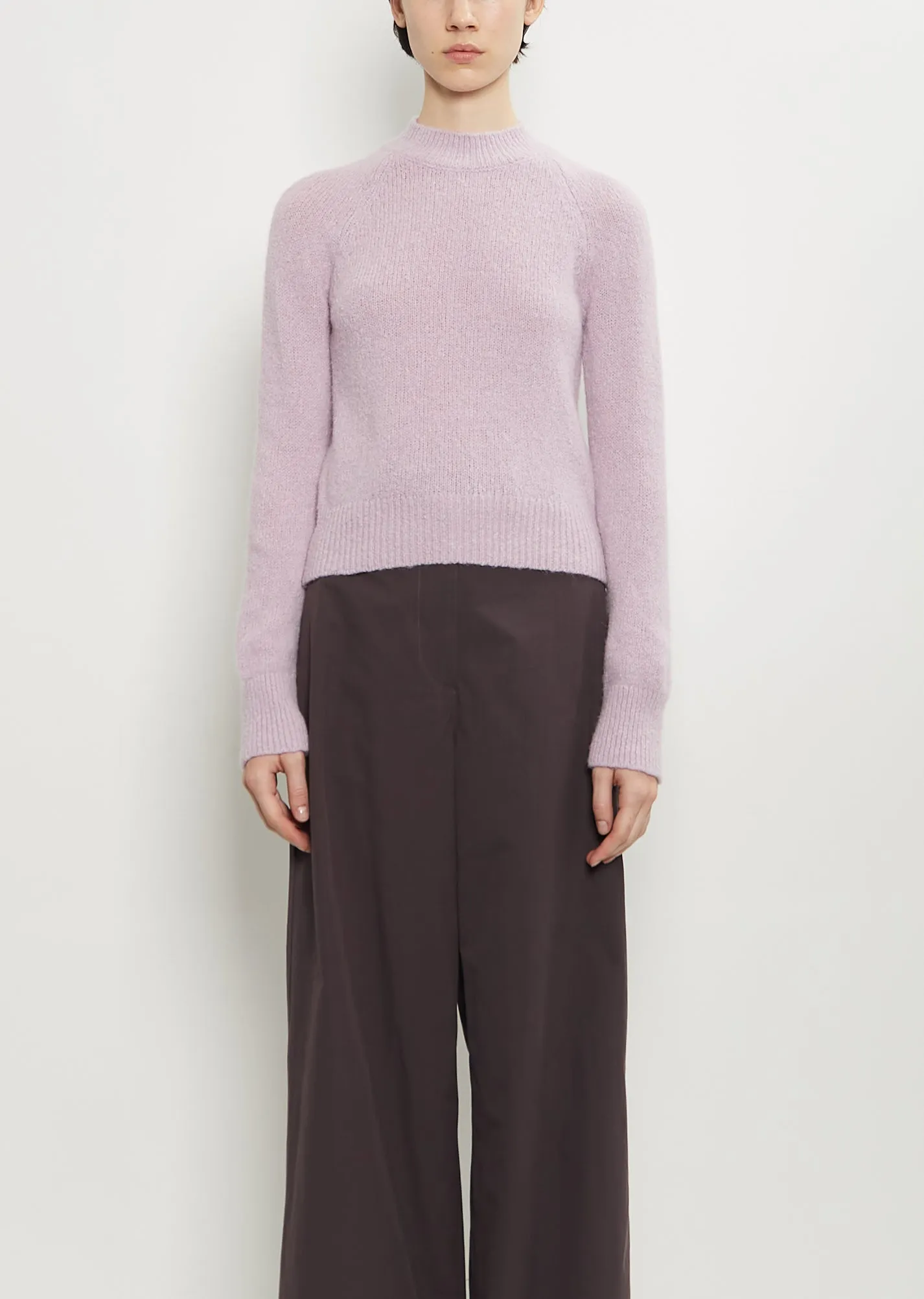Texas Stretch Alpaca Merino Wool Sweater — Lilac sold by La Garconne