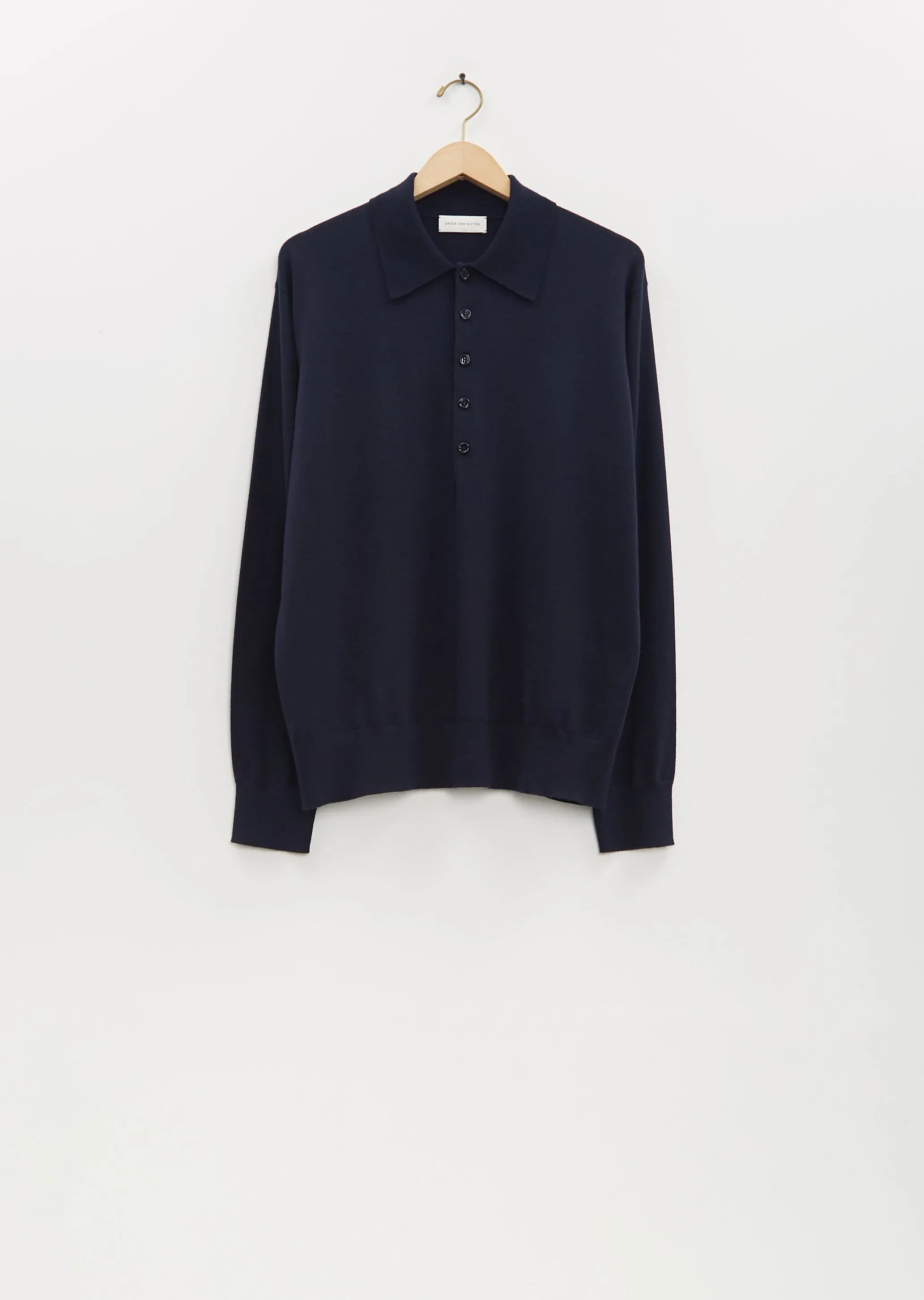 Muano Merino Wool Polo — Navy sold by La Garconne