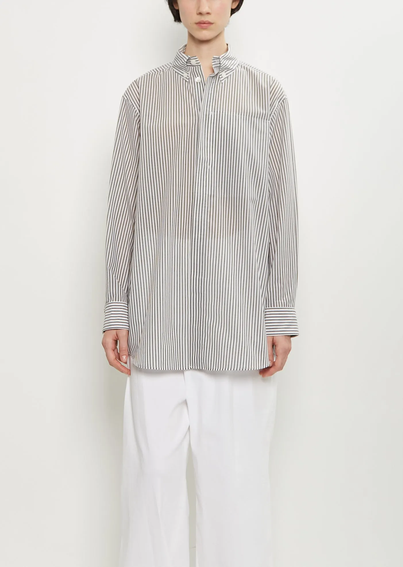 Odd Stripes Wool Cotton Shirt sold by La Garconne