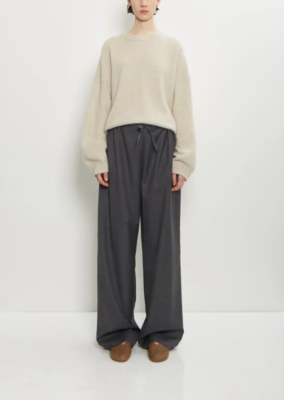 Cove Wool Wide Pants — Anthracite Melange sold by La Garconne