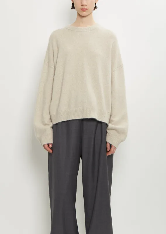 Tristan Mercerized Wool Yak Sweater — Stone Melange sold by La Garconne