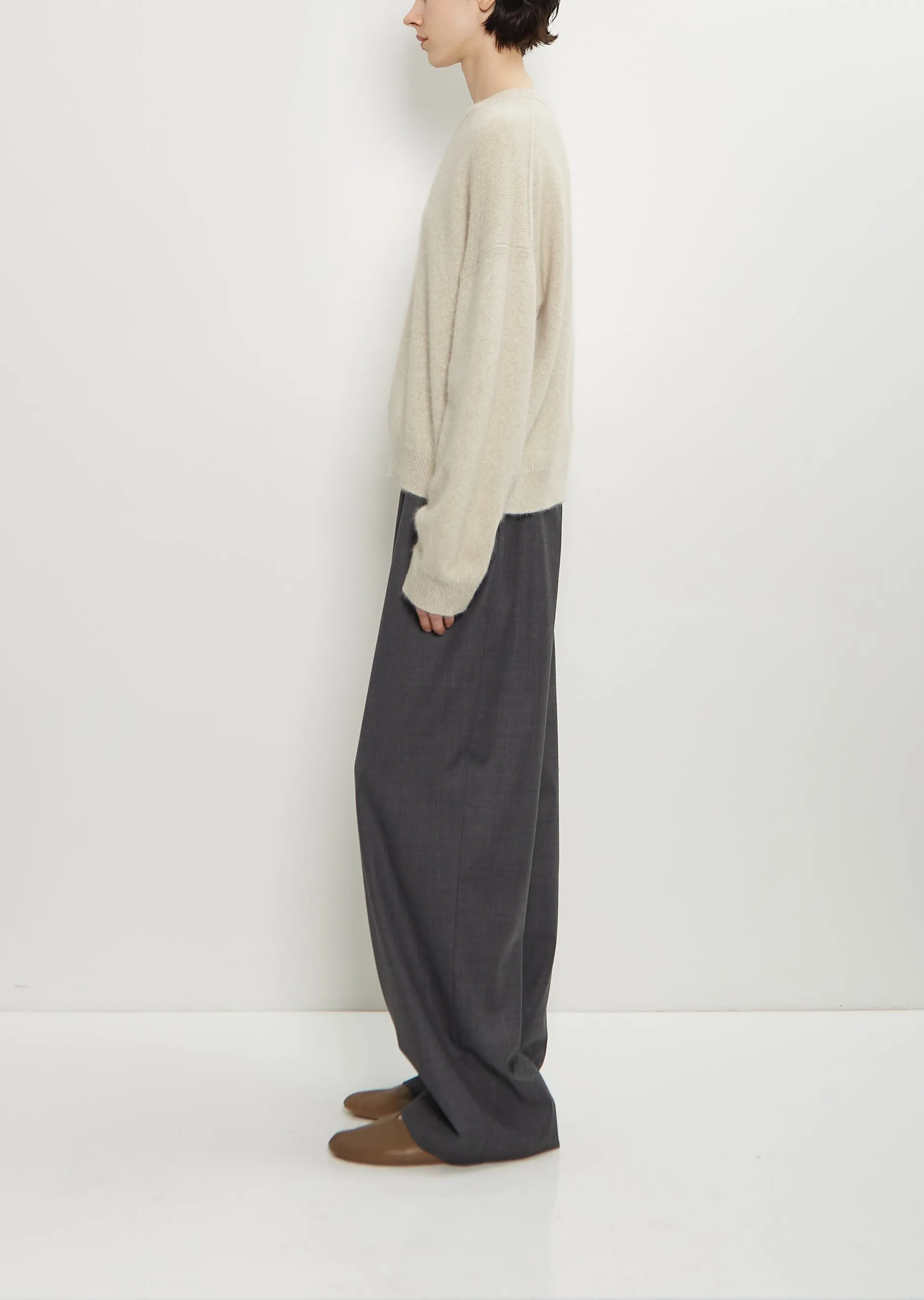 Tristan Mercerized Wool Yak Sweater — Stone Melange sold by La Garconne product image thumbnail 2