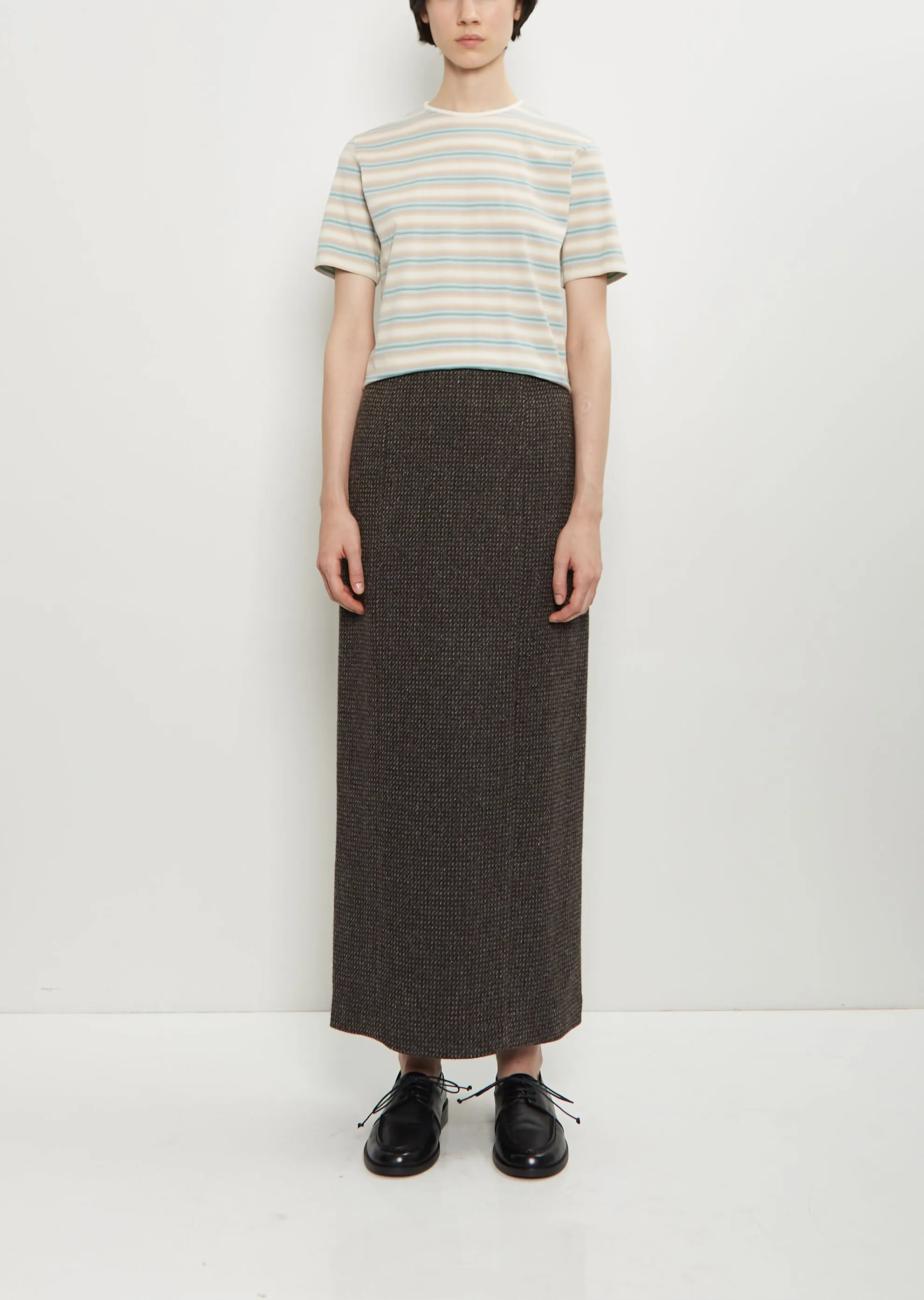 Alpaca Wool Silk Tweed Pencil Skirt sold by La Garconne