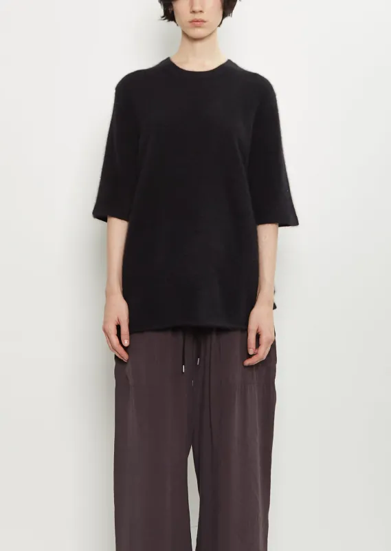 Raven Mercerized Wool Sweater — Black sold by La Garconne