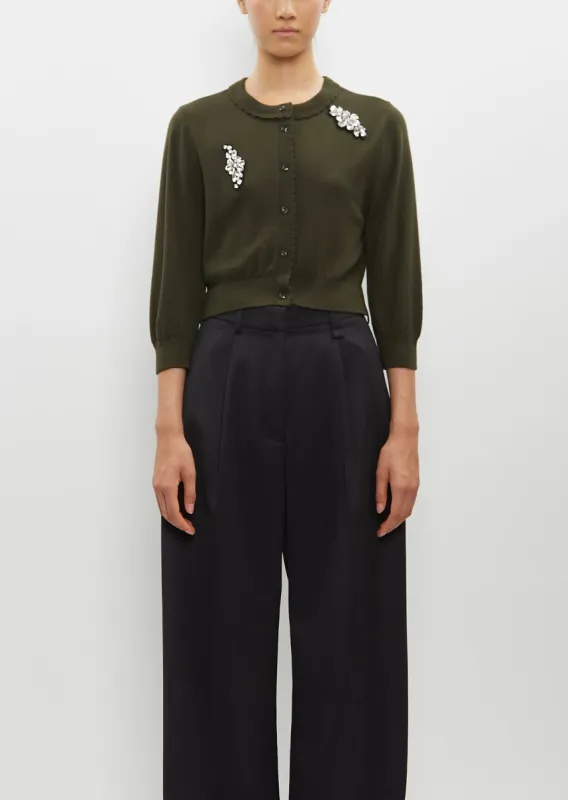 Beaded Scallop Placket Knit Cardigan sold by La Garconne