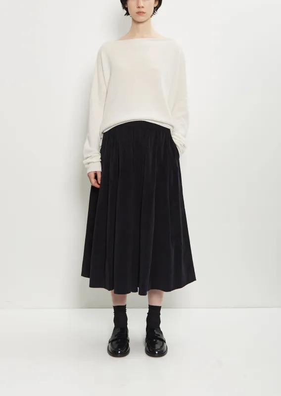 Pleated Stretch Cotton Long Skirt — Black sold by La Garconne