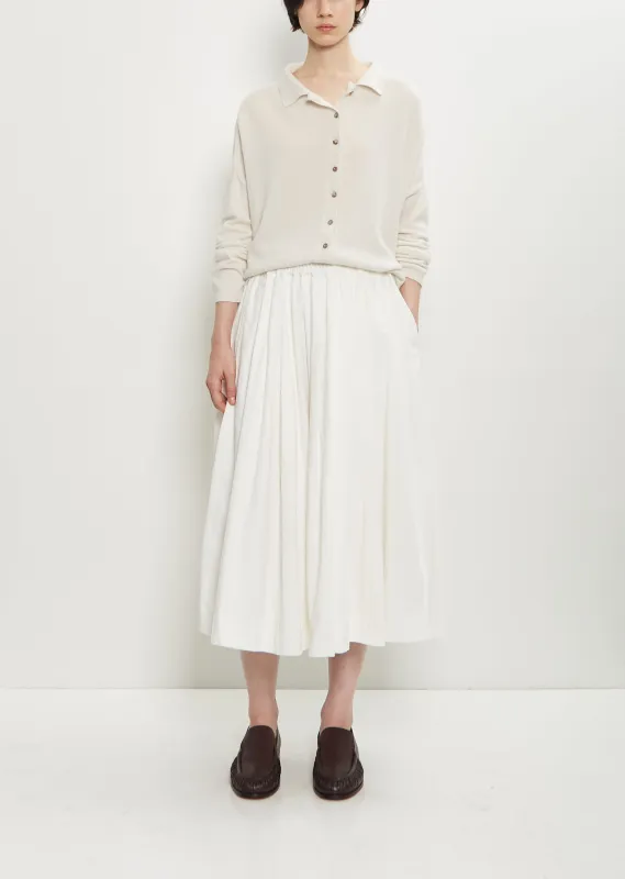 Pleated Stretch Cotton Long Skirt — Milk sold by La Garconne