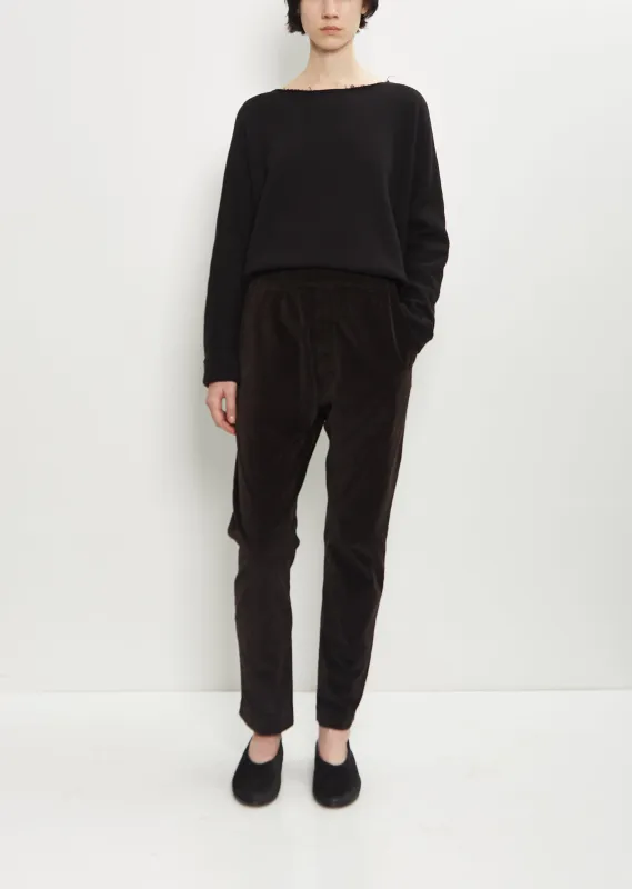 Velvet Slim Trousers — Chocolate sold by La Garconne