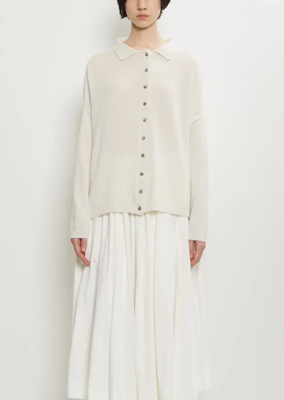 Cashmere Polo Sweater — Oatmeal sold by La Garconne