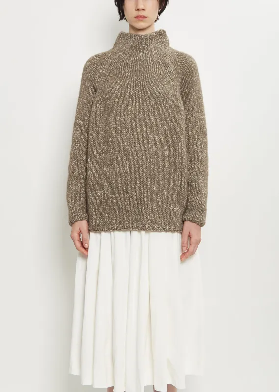 Handknit Cotton Alpaca Dolcevita Sweater sold by La Garconne