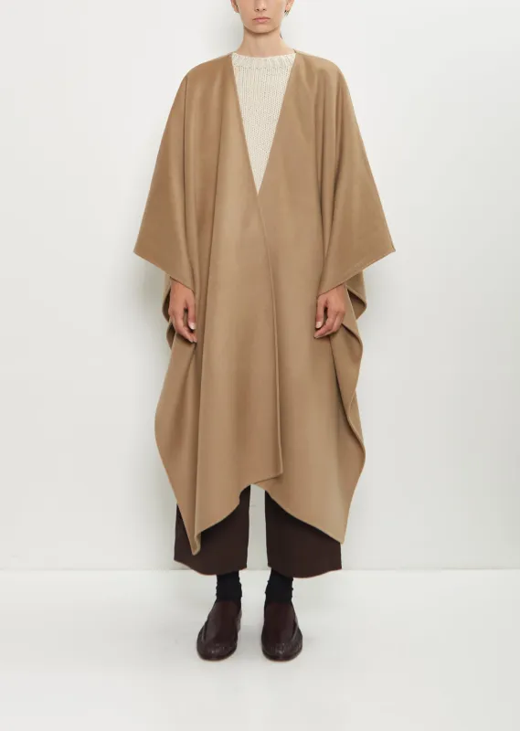 Aspen Wool Cashmere Poncho — Greige sold by La Garconne