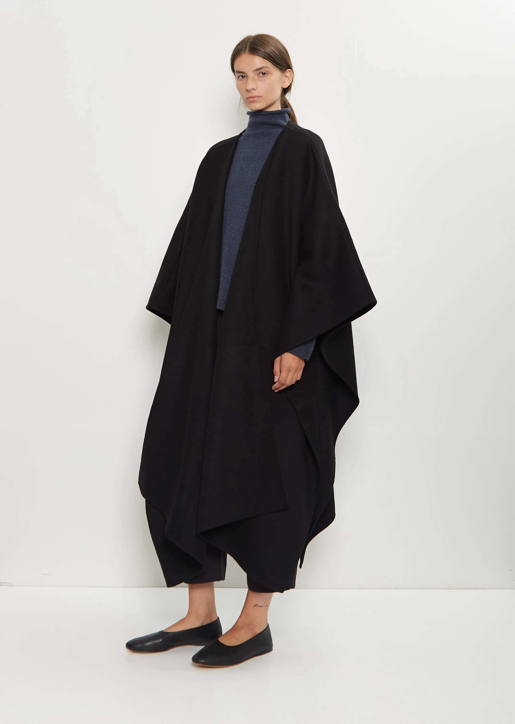 Aspen Wool Cashmere Poncho — Black sold by La Garconne product image thumbnail 4