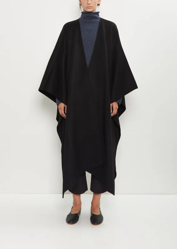 Aspen Wool Cashmere Poncho — Black sold by La Garconne