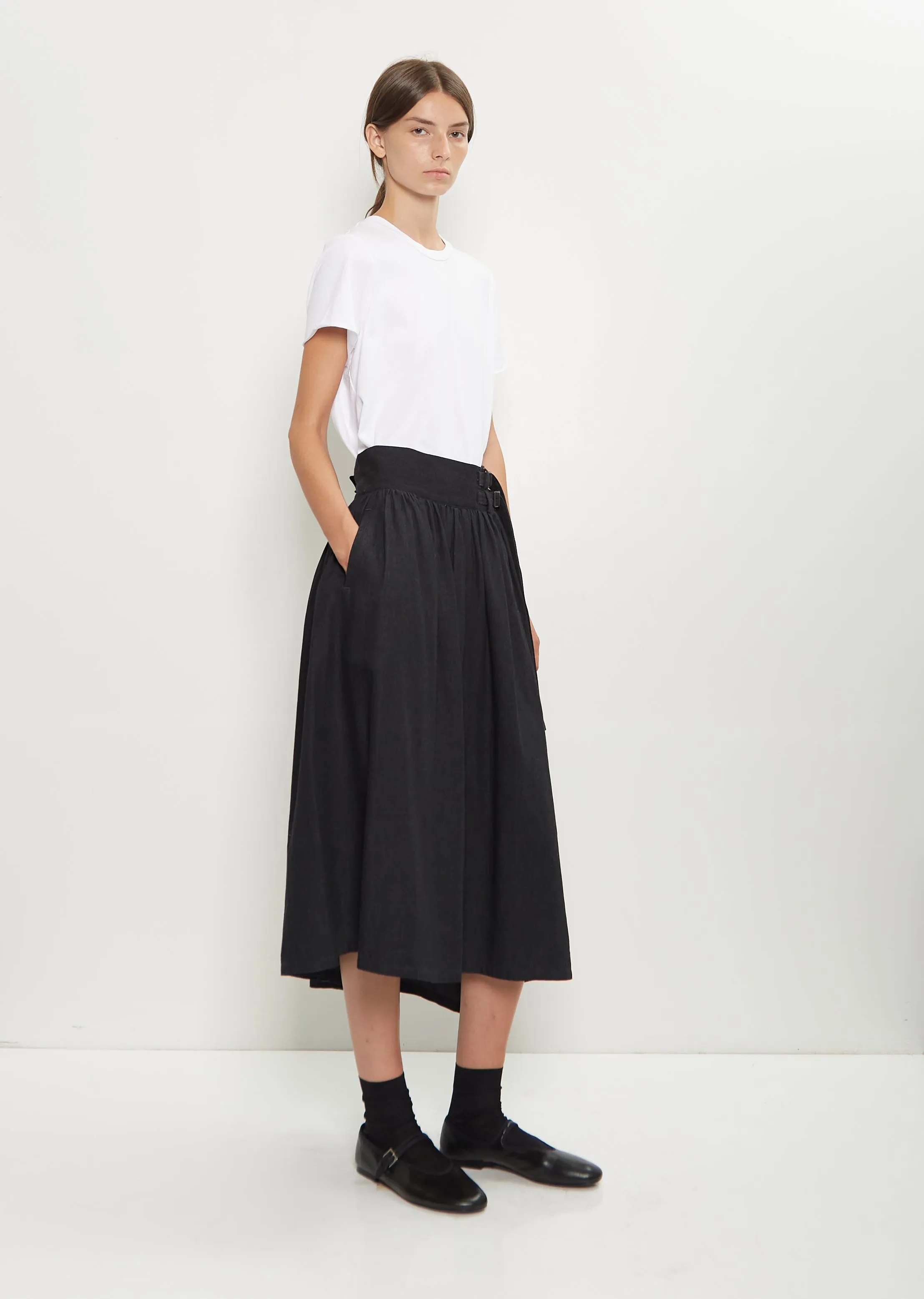Cotton Asymmetry Gather Skirt sold by La Garconne product image thumbnail 4