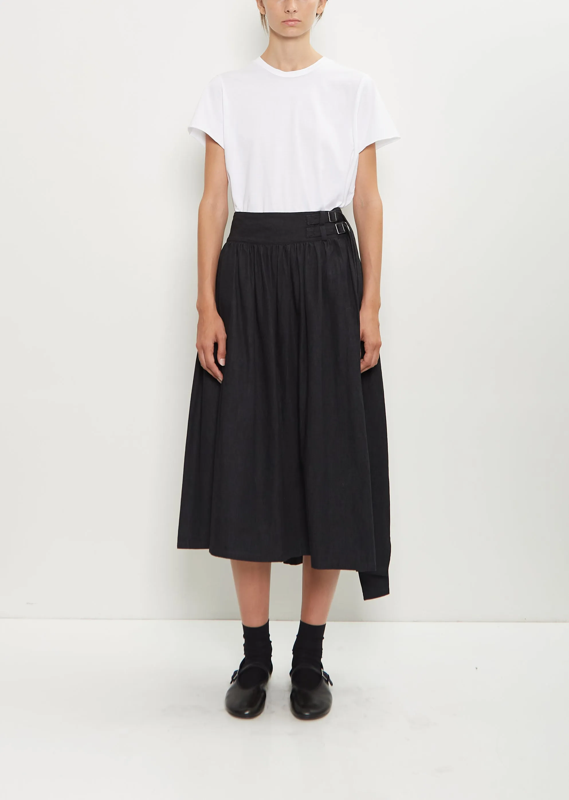 Cotton Asymmetry Gather Skirt sold by La Garconne
