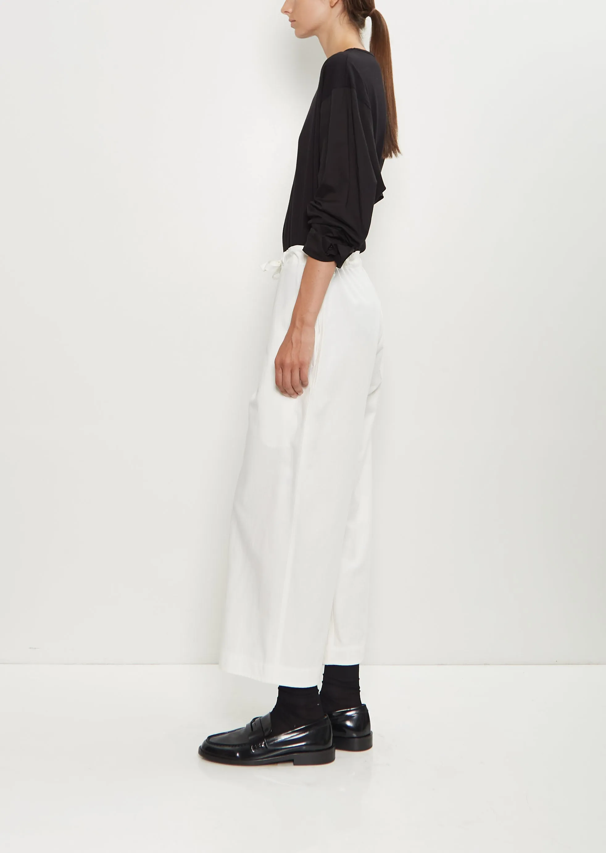 Cotton Straight String Pants — White sold by La Garconne product image thumbnail 2