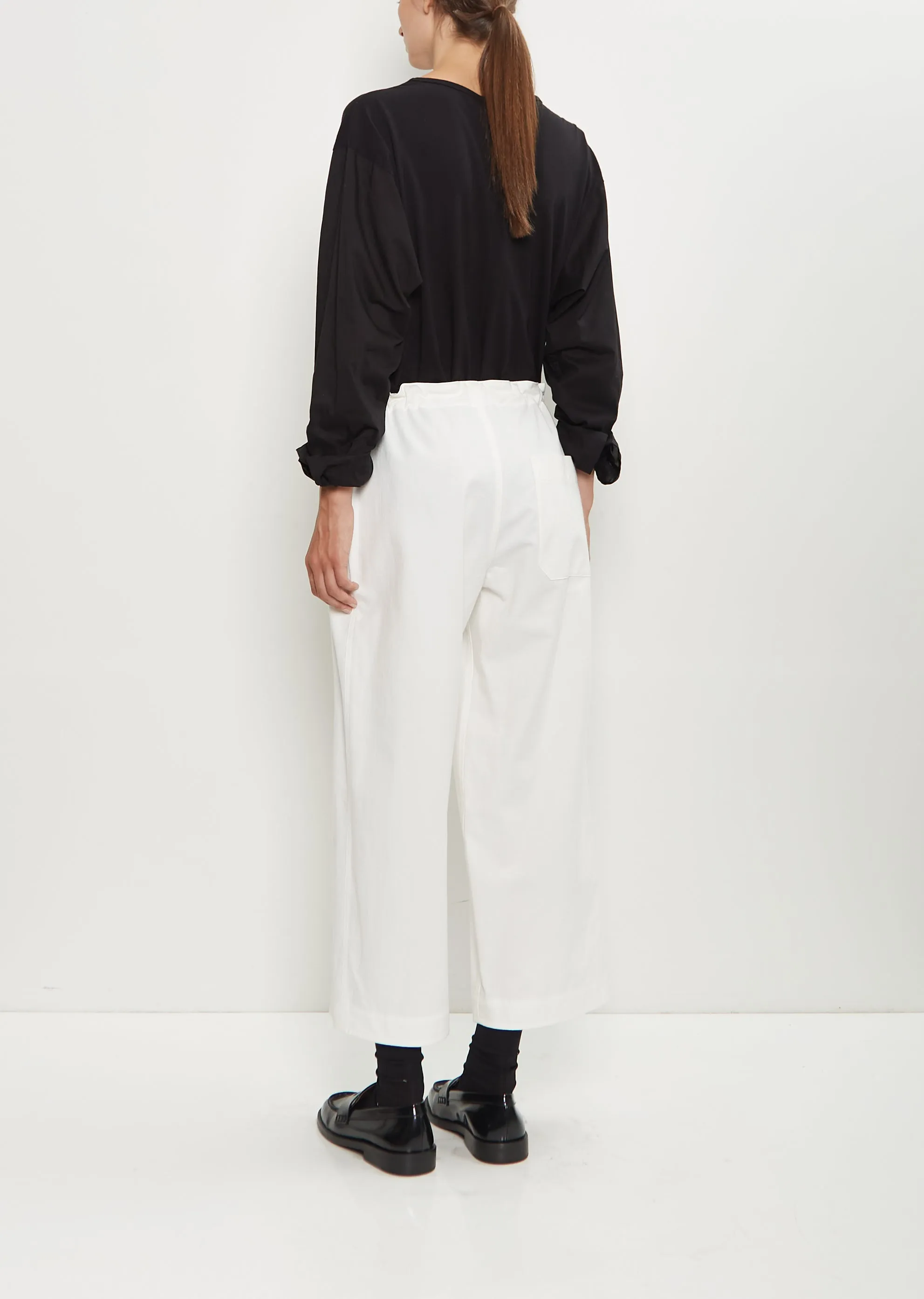 Cotton Straight String Pants — White sold by La Garconne product image thumbnail 3